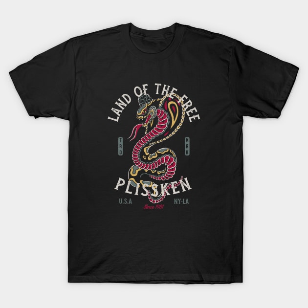 Cobra Traditional Tattoo Snake - Land of the Free T-Shirt by Nemons